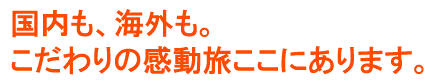 国内も、海外も。こだわりの感動旅ここにあります。